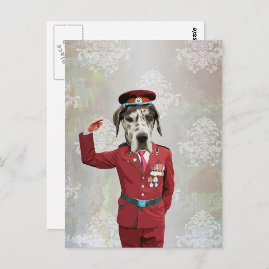 Grappige hond in rood uniform briefkaart (Voorkant / Achterkant)
