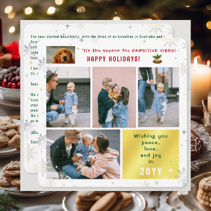 Grappige Hond Kat Vrede Liefde Vreugde 5 Foto's El Feestdagenkaart