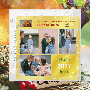 Grappige Hond Kat Wat Een Jaar 5 Foto's Collage Go Feestdagenkaart