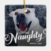 Grappige hond kerstfoto keramisch ornament (Voorkant)