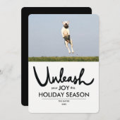 Grappige hond Kerstkaart | Laat je vreugde los (Voorkant / Achterkant)