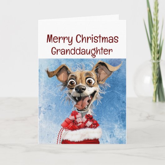 Grappige hond kleindochter Kinder kerst Kaart (Voorkant)