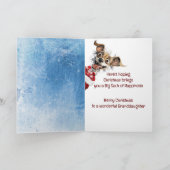 Grappige hond kleindochter Kinder kerst Kaart (Binnen)