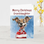 Grappige hond kleindochter Kinder kerst Kaart (Gele Bloem)