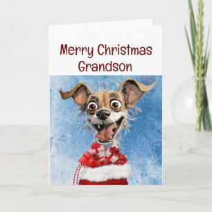 Grappige Hond Kleinkind Kinderen Kerstmis Kaart