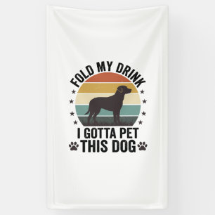Grappige Hond Liefhebber Vintage Vouw Mijn Drank H Spandoek