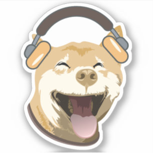 Grappige hond luistert naar muziek sticker