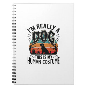 Grappige Hond Mens Kostuum Halloween Vintage Hond Notitieboek