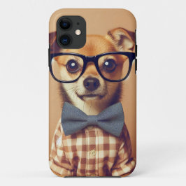 Grappige hond met bril en bowtie iPhone 11 hoesje