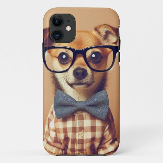 Grappige hond met bril en bowtie Case-Mate iPhone case (Achterkant)