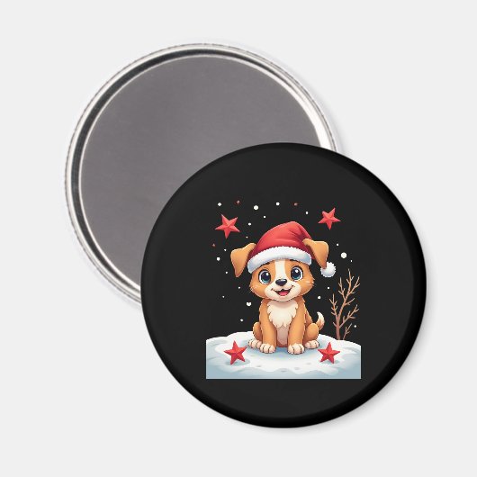 Grappige hond met kerststerren voor feestelijk sei magneet (Voorkant / Achterkant)
