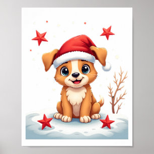 Grappige hond met kerststerren voor het kerstseizo poster