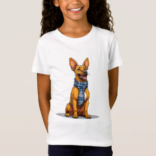 Grappige Hond met Sjaal in Cartoonstijl T-shirt