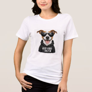 Grappige Hond met Zonnebril en Hoodie Tri-Blend Shirt