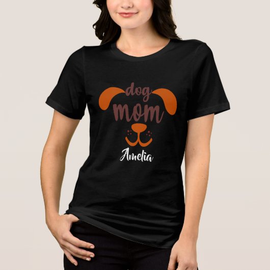 Grappige Hond Moeder Aangepast Script Naam Tri-Blend Shirt (Voorkant)