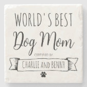 Grappige hond moeder gepersonaliseerd stenen onderzetter (Voorkant)
