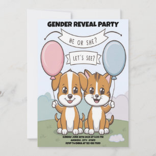 Grappige hond onthult uitnodiging voor genderfeest
