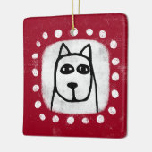 Grappige hond op rood Ornament (Links)