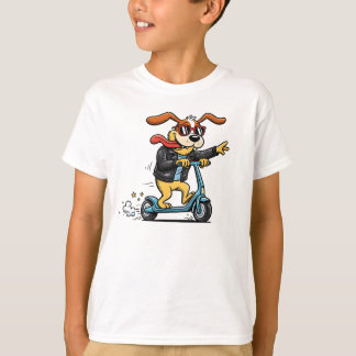 Grappige hond op scooter t-shirt