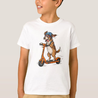 Grappige hond op scooter t-shirt