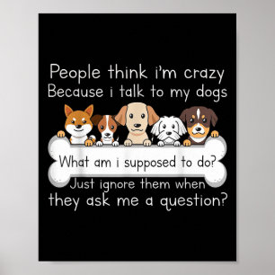 Grappige Hond Praat Citaat Huisdierliefhebber Humo Poster