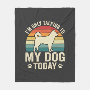 Grappige Hond Praat Retro Zonsondergang Fleece Deken
