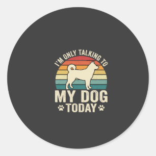 Grappige Hond Praat Retro Zonsondergang Ronde Sticker