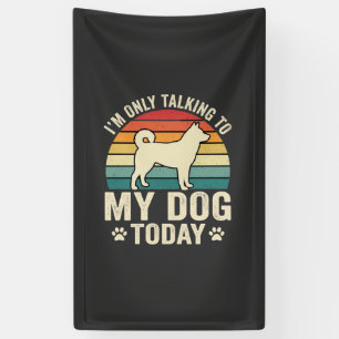 Grappige Hond Praat Retro Zonsondergang Spandoek