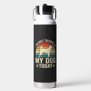 Grappige Hond Praat Retro Zonsondergang Waterfles