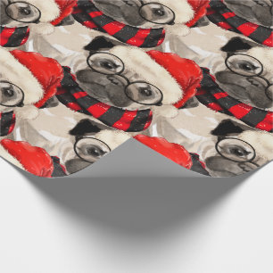Grappige Hond Pug Lover Kerstvakantie Cadeaupapier