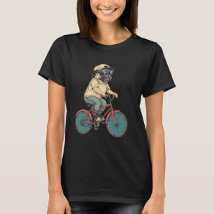 Grappige Hond Pug Op Een Fiets Fietsen T-shirt