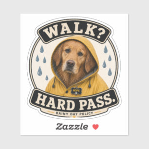 Grappige Hond Regenachtige Dag Sticker   Wandelen?