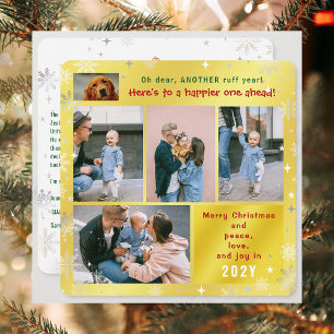 Grappige Hond Ruff Jaar Vrede Liefde Joy Golden 5 Feestdagenkaart
