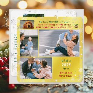 Grappige hond Ruff Jaar We hebben 5 foto's Golden  Feestdagenkaart