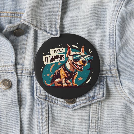 Grappige hond scheet het gebeurt ronde button 4,0 cm (In situ)