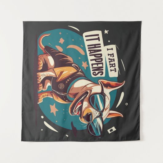 Grappige hond scheet het gebeurt wandkleed (Voorkant (horizontaal))