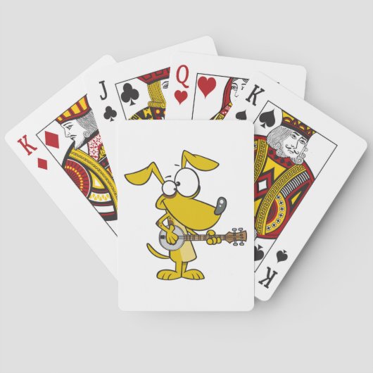 Grappige hond speelt banjo muziek pokerkaarten (Achterkant)