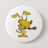 Grappige hond speelt banjo muziek ronde button 7,6 cm (Voorkant)