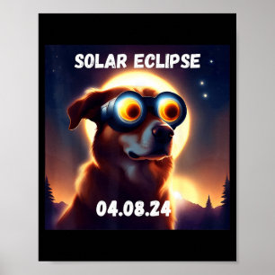 Grappige Hond Totale Zonsverduistering Bril Poster
