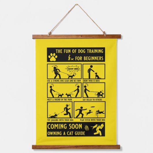 Grappige hond training instructie handleiding hangend wandkleed (Voorkant)