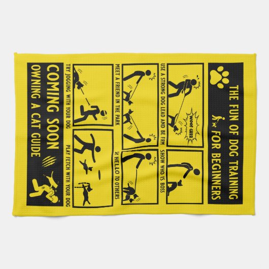 Grappige hond training instructie handleiding theedoek (Horizontaal)