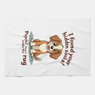 Grappige Hond Verborgen Sokken Citaat Vintage Cart Theedoek