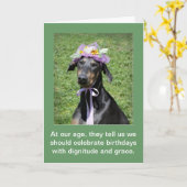 Grappige hond Verjaardag Kaart (Gele Bloem)