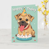 Grappige hond verjaardagskaarten kaart (Gele Bloem)