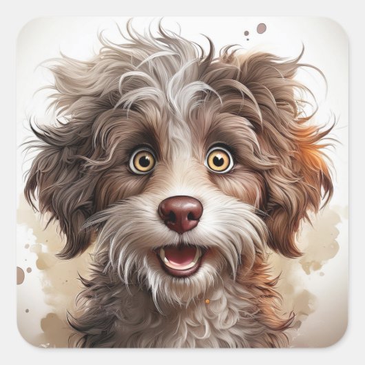 grappige hond vierkante sticker (Voorkant)