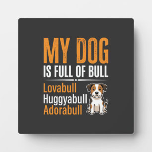 Grappige Hond Vol Met Stier Ontwerp Fotoplaat