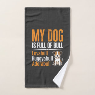Grappige Hond Vol Met Stier Ontwerp Handdoek