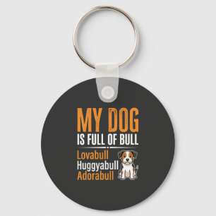 Grappige Hond Vol Met Stier Ontwerp Sleutelhanger