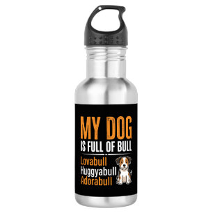 Grappige Hond Vol Met Stier Ontwerp Waterfles