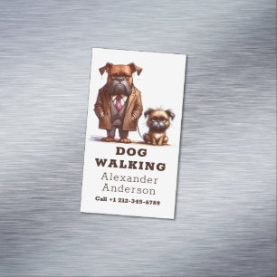 Grappige Hond Walker Wandelen Huisdier Zitten Magnetisch Visitekaartje
